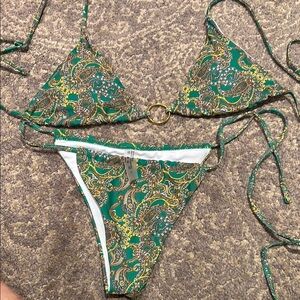 Green Paisley Bikini Set